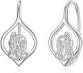 wholesale 925 Sterling Silver Teardrop Mother Daughter Heart Leverback Earrings-0-0