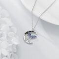 wholesale 925 Sterling Silver Crescent Moon Butterfly Pendant Necklace with Green and Blue Enamel Accents-0-4