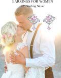 wholesale Sterling Silver Cubic Zirconia Pink Heart Star Dangle Earrings for Women-0-4