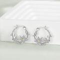 wholesale 925 Sterling Silver Daisy Flower Hoop Earrings - Cute Small  for Women and Girls-0-8