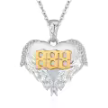 wholesale 925 Sterling Silver Angel Number 888 Heart Wings Pendant with Gold Plating and Cubic Zirconia on an Adjustable Length Chain (16-24 inches)-0-0