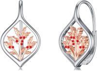 wholesale Sterling Silver Flower Leverback Earrings for Women Teens Birthday-L-December
