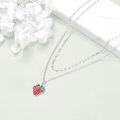 wholesale 925 Sterling Silver Strawberry Charm Double Chain Layered Choker Necklaces Gifts for Women-0-3