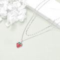 wholesale 925 Sterling Silver Strawberry Charm Double Chain Layered Choker Necklaces Gifts for Women-0-3