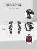 wholesale 925 Sterling Silver Skeleton Hand Red Crystal Dangle Stud Earrings Gothic-0-4