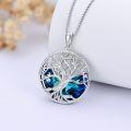 wholesale TOUPOP Tree Of Life Necklace For Women 925 Sterling Silver Moon Pendant Necklace With Blue Crystal Jewellery Gifts For Wife Girlfriend Sister Daughter Birthday Gifts Christmas Gifts Mother's Day Gift -0-4
