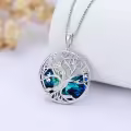 TOUPOP Sterling Silver Blue Crystal Moon Pendant Necklace-0-4