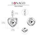 wholesale 925 Sterling Silver Heart Charm With Paw Print Design For Bracelets Or Necklaces Elegant Pet Lovers Jewelry Accessory-0-5