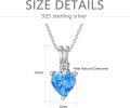 wholesale 925 Sterling Silver Heart-Shaped Blue Topaz and White Sapphire Pendant Necklace for Women-0-4