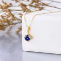 wholesale 14K Gold Sapphire Birthstone Necklace - September Royal Blue Gemstone Pendant for Love & Protection, 16 Adjustable Chain, Gift Box-0-3