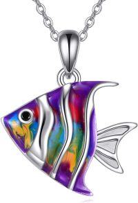 wholesale 925 Sterling Silver Rainbow Fish Pendant Necklace for Kids-tropical fish