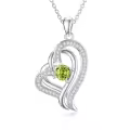 TOUPOP Sterling Silver Peridot Double Heart Pendant Necklace-0-0
