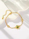 wholesale 925 Sterling Silver & Zircon Claddagh Bracelet for Women - 16mm Irish Jewelry Gift with Green Heart-0-1
