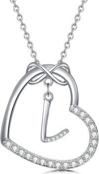 wholesale Sterling Silver Heart Initial Necklace Infinity A Z Letter Necklaces for Women-L