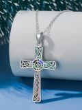 wholesale 925 Sterling Silver Celtic Knot Abalone Shell Inlay Cross Pendant Necklace for Women Christian -0-1