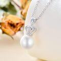 wholesale 925 Sterling Silver Crown Design with White Freshwater Pearl and Cubic Zirconia Pendant Necklace for Women-0-2