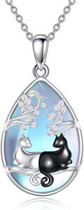 wholesale 925 Sterling Silver Yin Yang Cats Pendant Necklace for Women-0-0