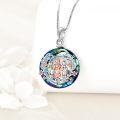 wholesale 925 Sterling Silver Blue Crystal Mother & Daughters Pendant Necklace with Rose Gold Accents and Heart Charm-0-2