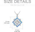 wholesale 925 Sterling Silver Blue Opal Square Cubic Zirconia Pendant Necklace for Women Gifts-0-4
