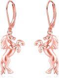 wholesale 925 Sterling Silver Unicorn Dangle Earrings with Rose Gold Plating and Crystal Accents for Women Girls-0-0