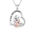 wholesale 925 Sterling Silver Mom Heart Shape Animal Pendant Necklaces for Women Girls Family Love Gift-0-26
