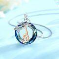wholesale 925 Sterling Silver Blue Crystal Gymnastics Sports Pendant Necklace for Women-0-1