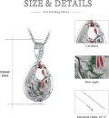 wholesale 925 Sterling Silver Teardrop Moss Agate Red Bird Pendant Necklace-0-3