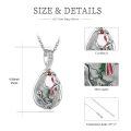 wholesale 925 Sterling Silver Teardrop Moss Agate Red Bird Pendant Necklace-0-3
