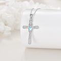 wholesale 925 Sterling Silver Heart-Shaped Opal Celtic Cross Necklace for Women - Vintage Christian Irish s-0-3