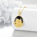wholesale 925 Sterling Silver Gold Plated Black Onyx Fox Pendant Necklace for Women-0-2