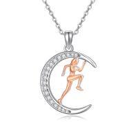wholesale 925 Sterling Silver Running Girl Moon Pendant Necklace for Women Girls Sports Lover Gifts-1-Runner