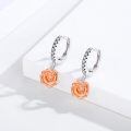 wholesale 925 Sterling Silver Dangle Earrings Wholesale With Rose Charm And Crystal Accents-0-1