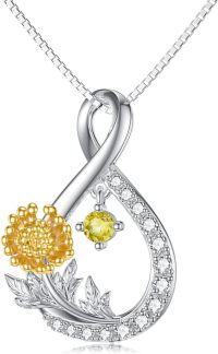 wholesale TOUPOP November March Birth Flower Necklaces 925 Sterling Silver Dainty Floral Pendant Necklaces Infinity Birth Month Flower Jewelry Gifts For Women Her Birthday Anniversary -undefined