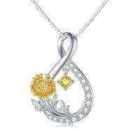 TOUPOP Sterling Silver Floral Pendant Necklace Birth Flower Jewelry Gifts-undefined