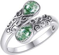 wholesale 925 Sterling Silver Open Adjustable Band Ring for Women Jewelry Gifts-Moss agate