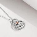 wholesale 925 Sterling Silver Heart-Shaped Dog Lovers Pendant Necklace with Crystals and Gold Plating-0-4