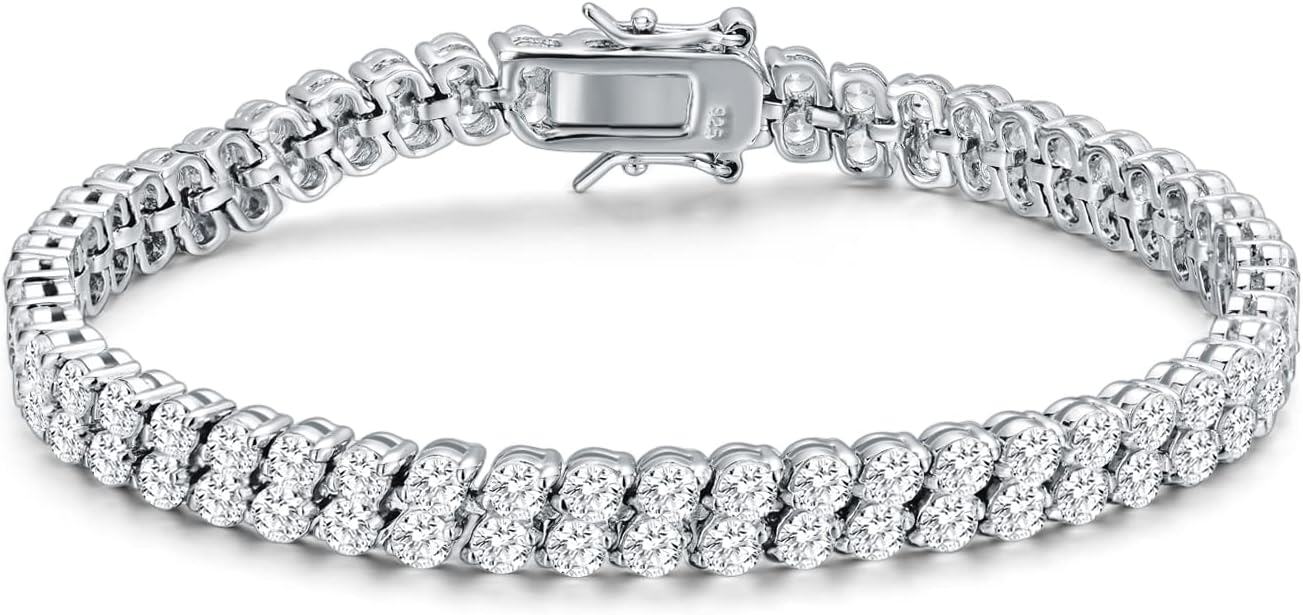 Sterling Silver Cubic Zirconia Tennis Ankle Bracelet 7 5 Shiny Gift-0-0