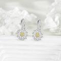 wholesale 18K Gold Plated & Sterling Silver Daisy Earrings with Crystals - Elegant Floral Jewelry for Women-0-2