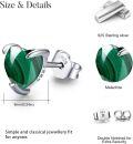 wholesale 925 Sterling Silver Malachite Heart Stud Earrings & Pendant Set - Hypoallergenic Jewelry for Women Girls-0-5