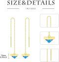 wholesale 14K Gold Green Stone Triangle Drop Threader Earrings-0-16