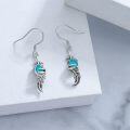 wholesale 925 Sterling Silver Turquoise Feather Drop Boho Earrings for Women-0-2