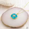 TOUPOP 14k Gold Plated Sterling Silver Jade Compass Necklace Travel Jewelry Gift-0-4