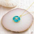TOUPOP 14k Gold Plated Sterling Silver Jade Compass Necklace Travel Jewelry Gift-0-4