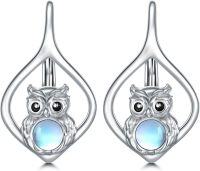 wholesale 925 Sterling Silver Pink Angel Wing Rabbit Hoop Earrings for Women Gifts-Owl