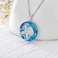 TOUPOP Sterling Silver Blue Crystal Celtic Knot Necklace Christmas Birthday Gifts For Women-0-3