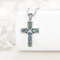 wholesale 925 Sterling Silver Abalone Shell Inlay Celtic Knot Cross Pendant Necklace -0-2