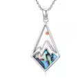 wholesale 925 Sterling Silver Abalone Shell Triangle Pendant with Orange Stone and Labradorite Inlay Christian Faith  for Women-0-0