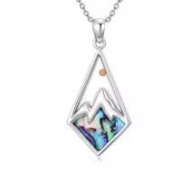 wholesale 925 Sterling Silver Abalone Shell Triangle Pendant with Orange Stone and Labradorite Inlay Christian Faith  for Women-Prismatic