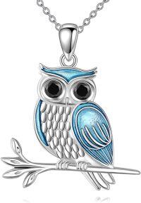 wholesale 925 Sterling Silver Blue Owl Pendant Necklace for Women s-Owl