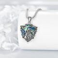 wholesale 925 Sterling Silver Shield Shape Grim Reaper Pendant with Owl and Abalone Shell Protection Amulet Necklace for Men Women Gifts -0-2